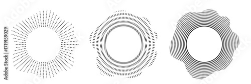 Sound wave circular line pattern. Round music vector, abstract radial icon