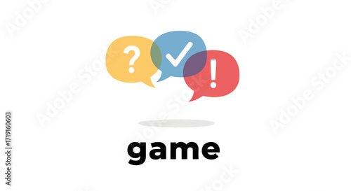 Quiz Game Icons with Question Mark Checkmark and Exclamation Point. Vector Illustrations. EPS Editable
