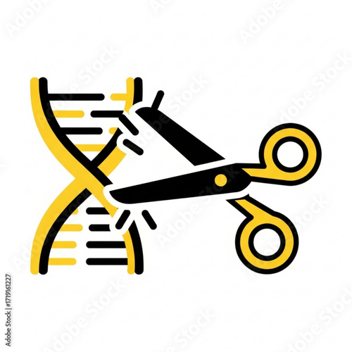 Vector art of scissors cutting a dna helix