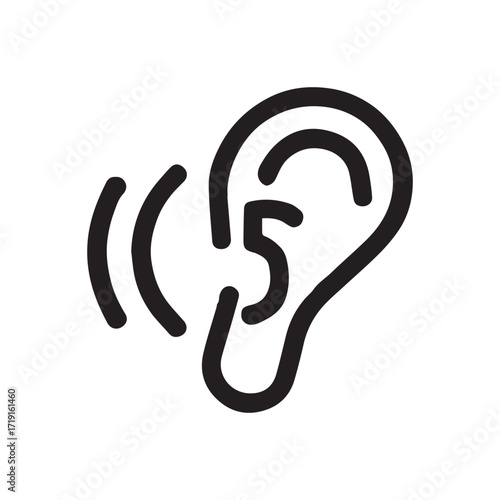 Tech minimal ear icon perfect for startups in hearing technology and AI audio