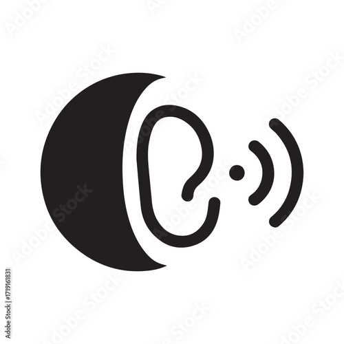 Futuristic ear logo symbolizing modern hearing innovation and digital sound clarity