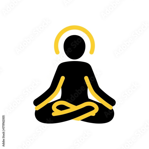 Vector art of silhouette of a person meditating in lotus position