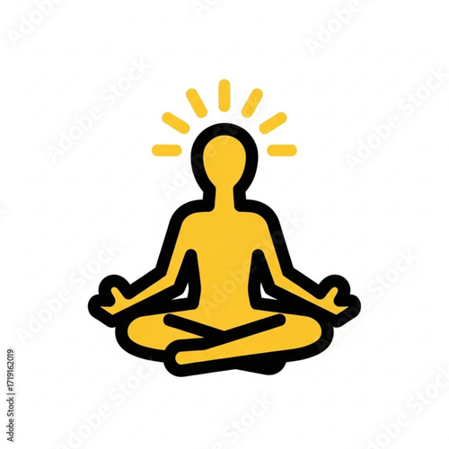 Vector art of yellow silhouette of a person meditating in lotus pose