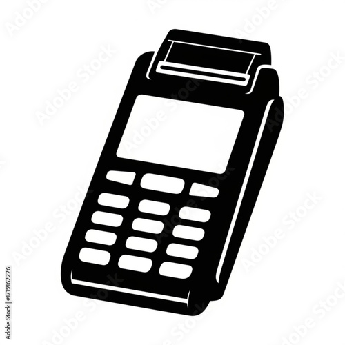 Vector art of black and white illustration of a credit card payment terminal