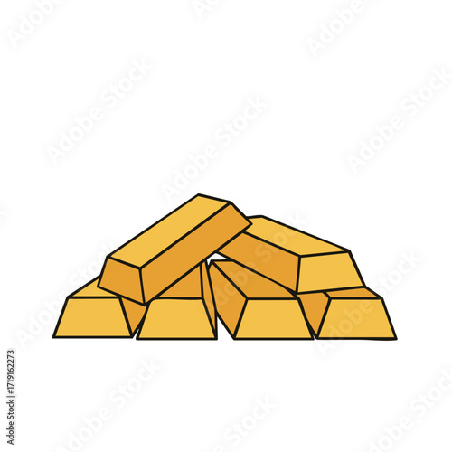 A stylized illustration depicts a gleaming stack of precious gold bars, symbolizing wealth, investment, and financial security.