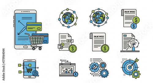 Clean and modern business icon set, offering a range of professional icons for your project needs