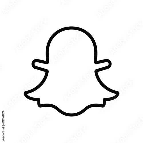 Scalable vector illustration of snapchat ghost icon for eps file format silhouette vector illustration white background