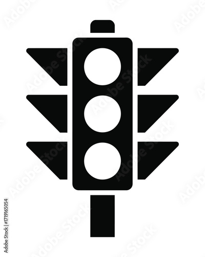 Black and white vector icon of a traffic signal for urban navigation and safety silhouette vector illustration white background
