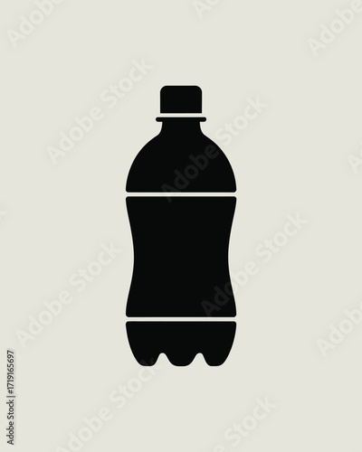 Simple black silhouette vector illustration of a plastic beverage bottle scalable eps graphic silhouette vector illustration white background