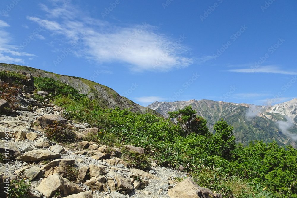 Obraz premium 日本：八方尾根トレッキングコース／長野県白馬村・9月