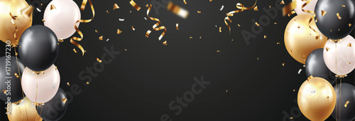 beautiful gold, black and white balloons 