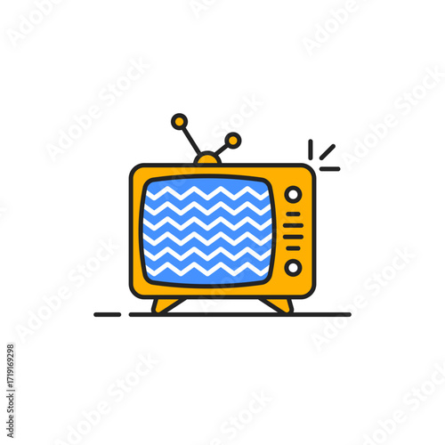 yellow cartoon tv icon with interference