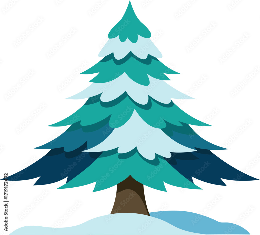 Obraz premium Snow covered pine tree vector illustration natural textures scalable eps icon art