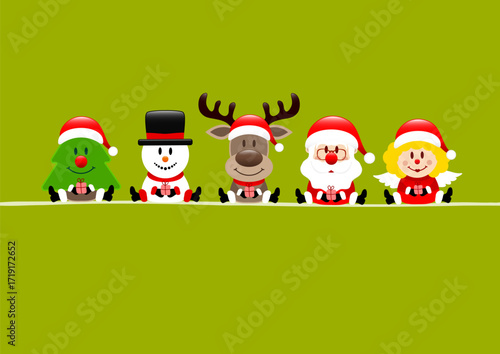 Weihnachtsbaum Schneemann Rentier Santa Und Engel Hellgrün