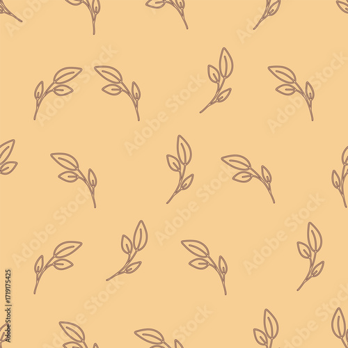 Elegant beige leaf line art pattern