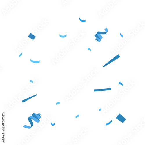 Blue confetti flying in the air for celebration, party, and festive occasions