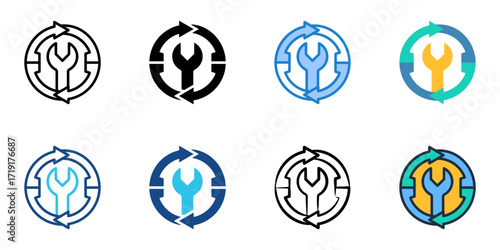 Maintenance icon set multiple style collection 

