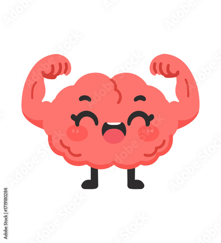 Illustration of a Brain with Muscles