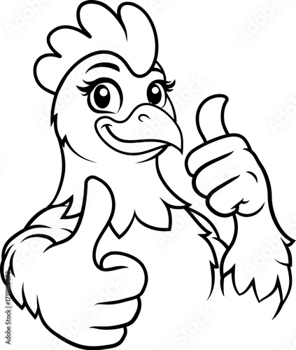 Happy cartoon chicken masco...