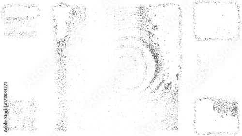 Black and white grunge background with scratched paper illustration. Distressed cardboard texture with vintage wrinkled paper overlay. 