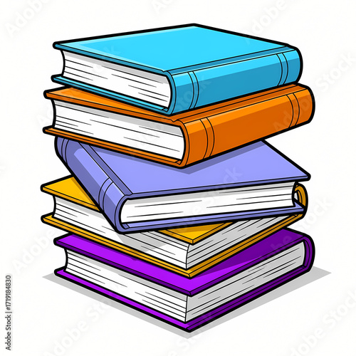 Cartoon drawing of stacked textbooks for education