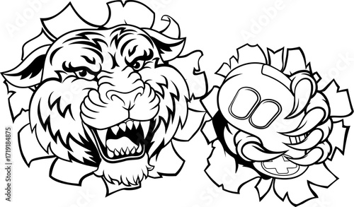 A tiger gamer with video game controller sports team animal mascot