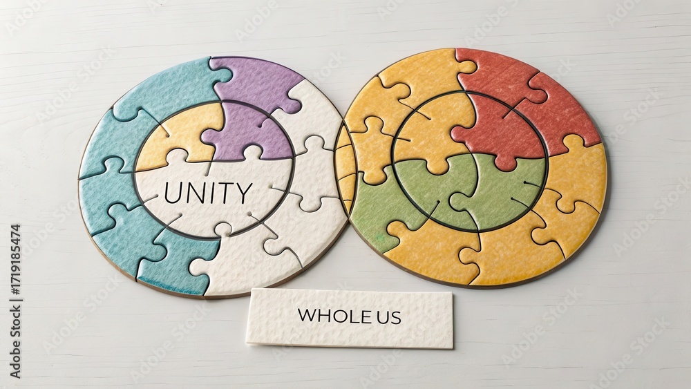 Fototapeta premium Colorful Puzzle Pieces Representing Unity and Togetherness in Design