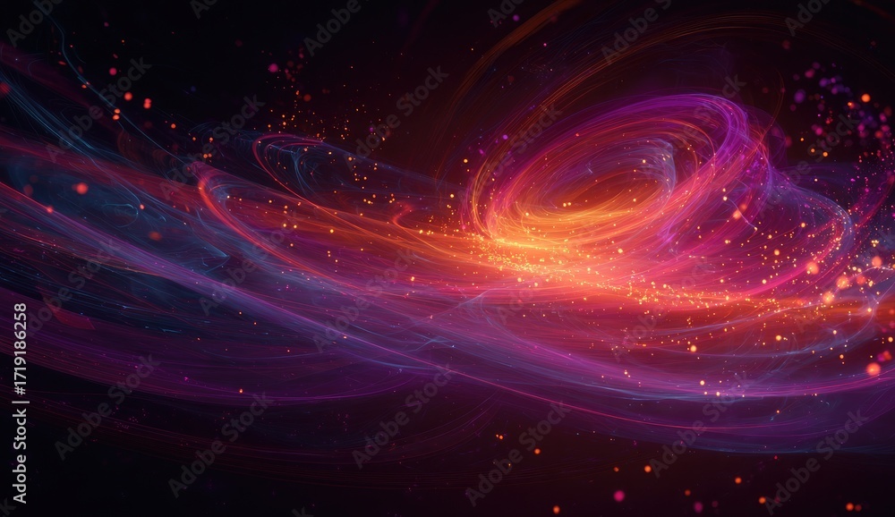 Obraz premium Abstract swirling vortex of vibrant colors and particles
