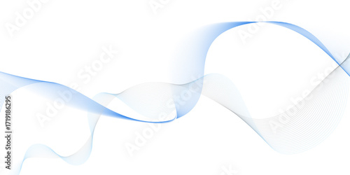 A minimalistic abstract background featuring flowing, wavy lines in black and light blue.
The lines curve gracefully across a clean white backdrop, forming soft wave-like patterns with a sense of moti