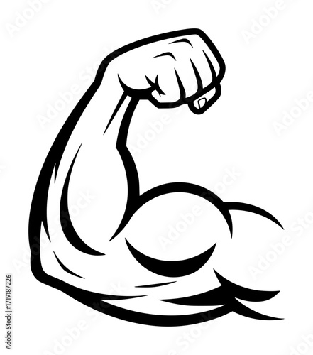 Stylized Illustration of a Flexing Bicep Muscle with a Fist
