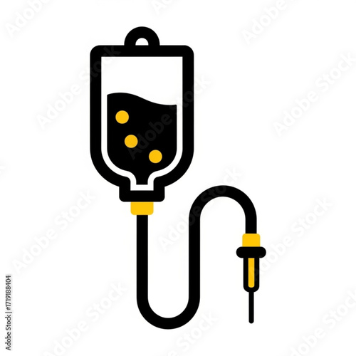 Vector art of medical intravenous drip bag with fluid and tubing