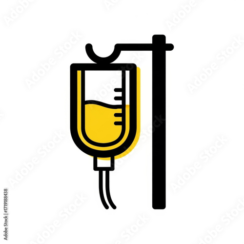 Vector art of medical intravenous drip bag hanging on a stand
