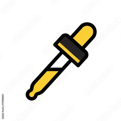 Vector art of a yellow dropper with a black band, isolated on a