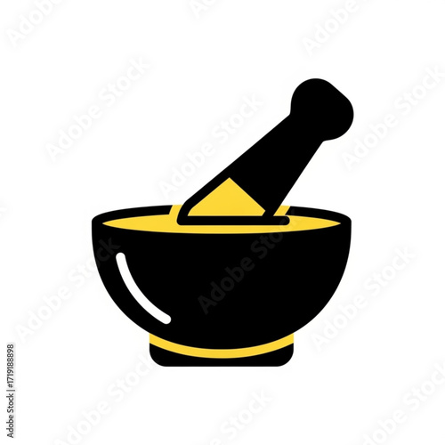 Vector art of mortar and pestle icon, a tool for grinding and mixing ingredients