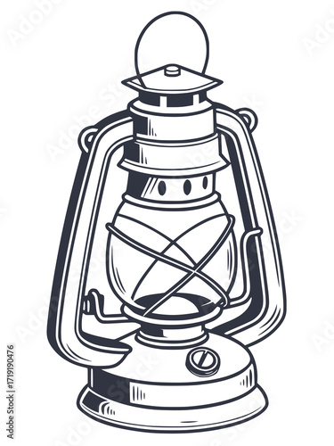 vintage oil lamp vector, solid shape, clean design, white background