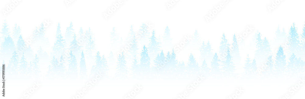 Fototapeta premium Winter border, Christmas banner, forest landscape background