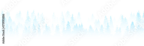 Winter border, Christmas banner, forest landscape background