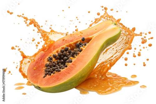 fresh papaya splashing in juice vibrant energy boost