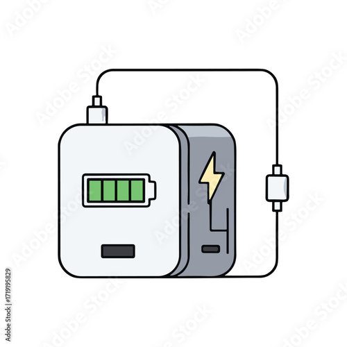 Vector Powerbank portable with battery level indicator and charging cable