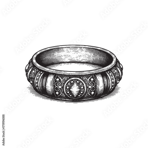 vintage Antique bracelet engraving vector style