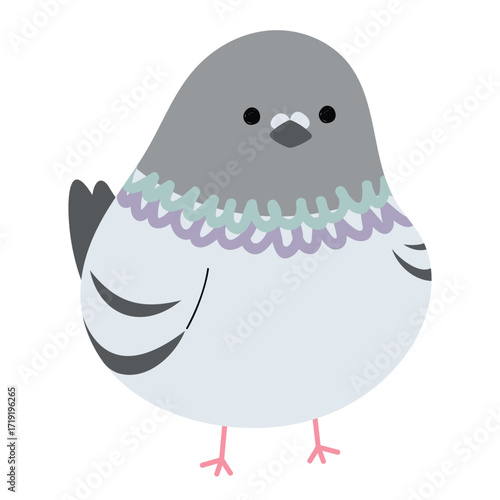 Pigeon Single 22 cute on a White background, vector illustration.