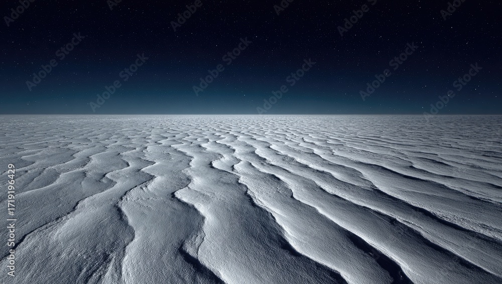 Obraz premium Vast, snow-covered plain under a starlit night sky