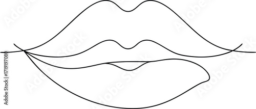 Black outline of human lips on white background mouth
