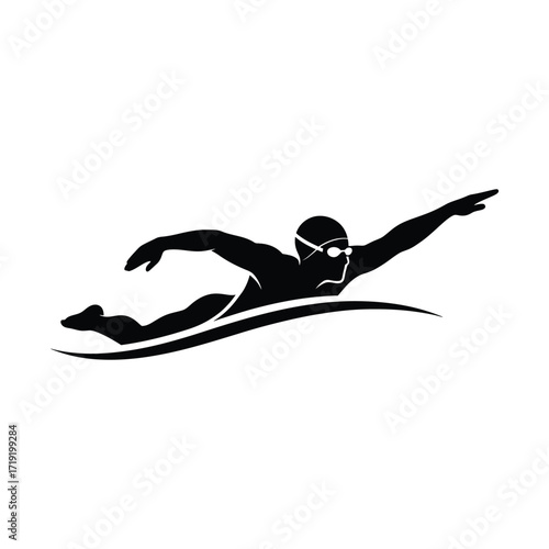 Vector art of silhouette of a swimmer performing the butterfly stroke
