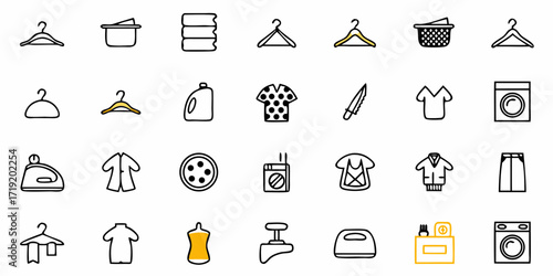 Laundry and Clothing Icon Set