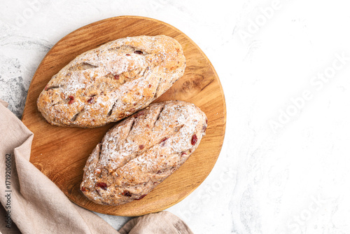 Cranberry and chocolate sourdough. Perfect for recipe, article, catalogue, or any commercial purposes.