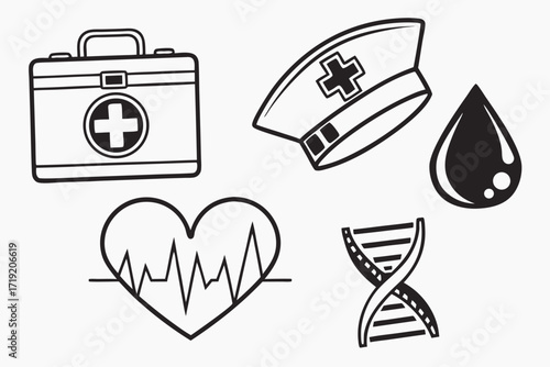 Vector illustration of a medical icon set for a web design