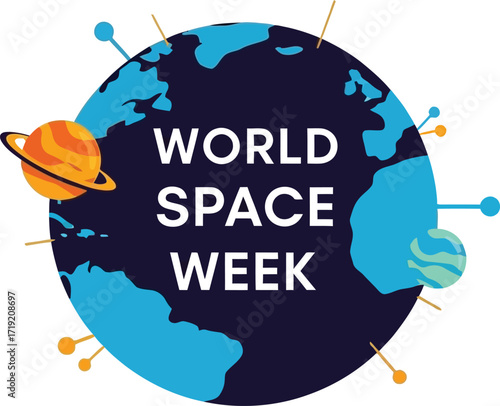 Celebrating world space week with a vibrant illustration of earth and planets for educational and promotional materials about space exploration and scientific discovery