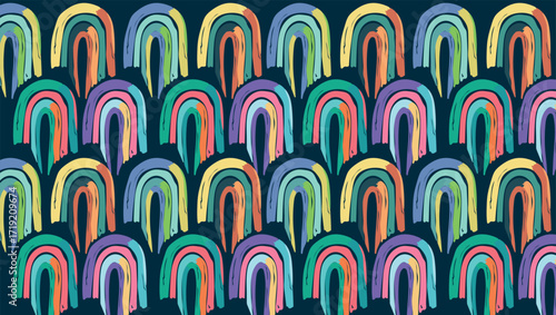 A scalable vector abstract background with vibrant, multicolored elements on a dark backdrop. The design resembles expressive paint streaks, creating a vivid and memorable canvas for your creative