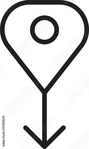 location, map, address icon. Location pin icon with a downward arrow.